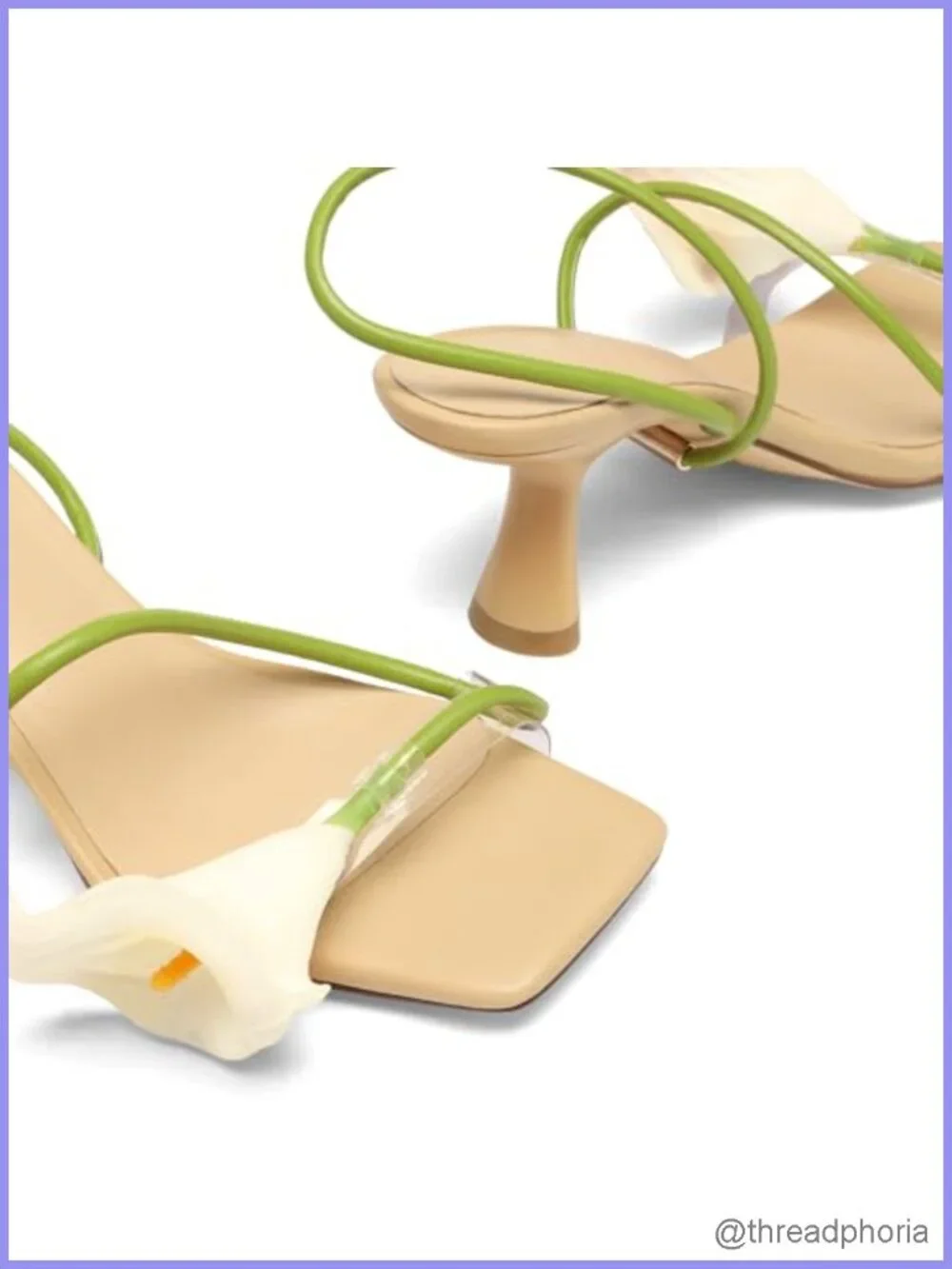 Flower Kitten Heels Strappy Sandals Square Toe Ankle Strap Low Heel